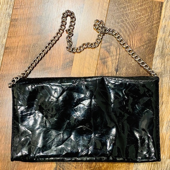JESSICA MCCLINTOCK Black Patent Envelope Clutch - Picture 3 of 5